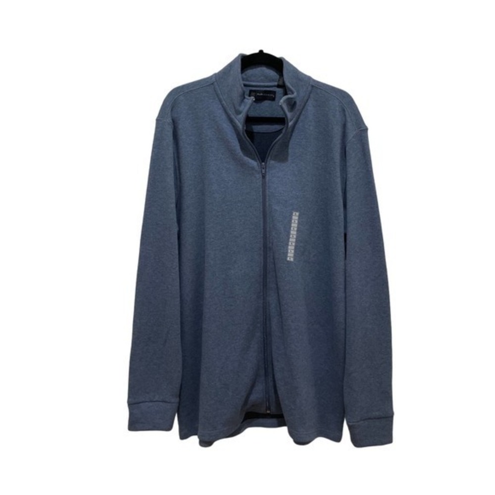 NWT - R&R Blue Zip Up Mock Collar Sweater Large